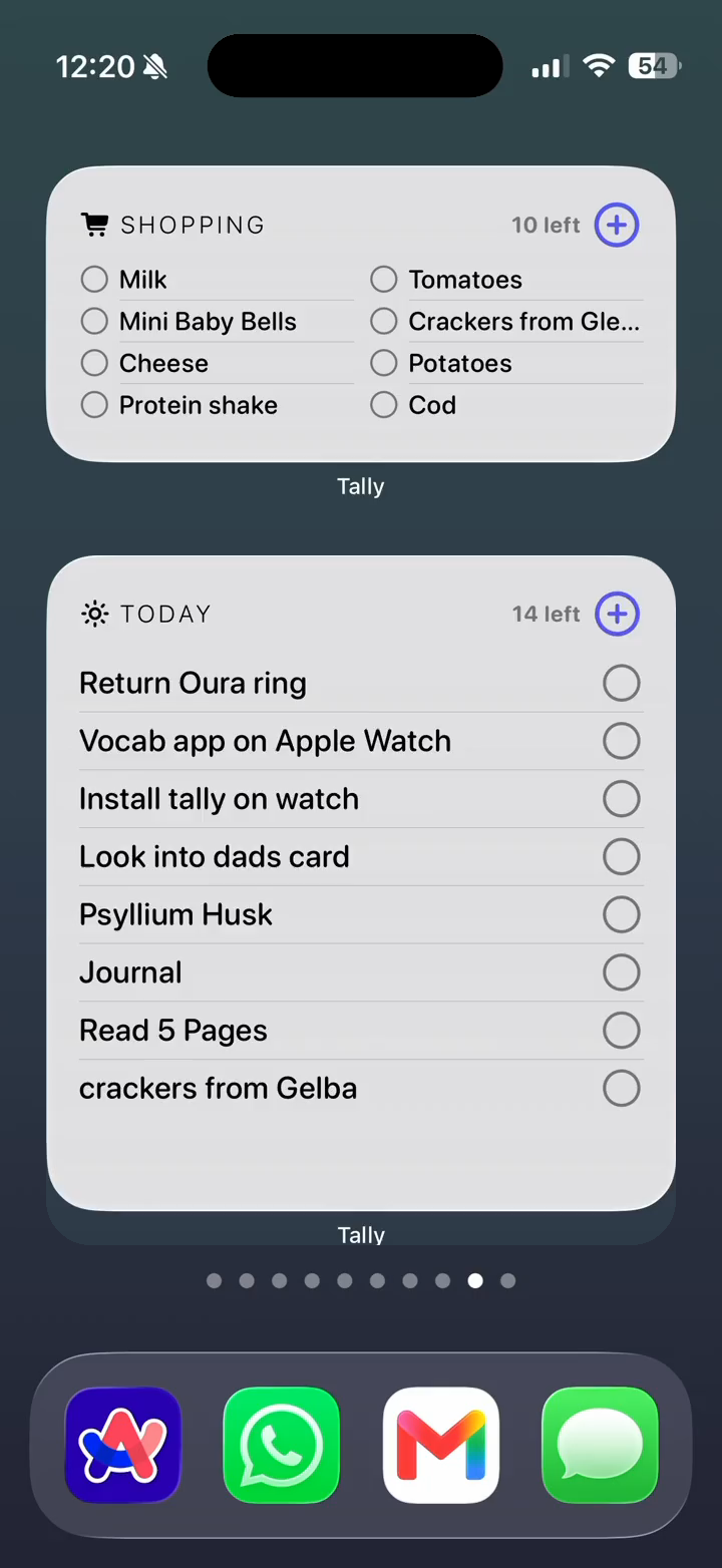 Hyper Shopping and Today widgets together on the Home Screen